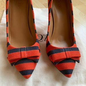 J.crew red and navy stripe heels - size 9